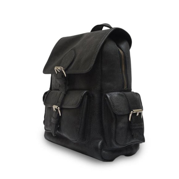 Sadie Black Real Leather Backpack Anabaglish NEW - Picture 6 of 7